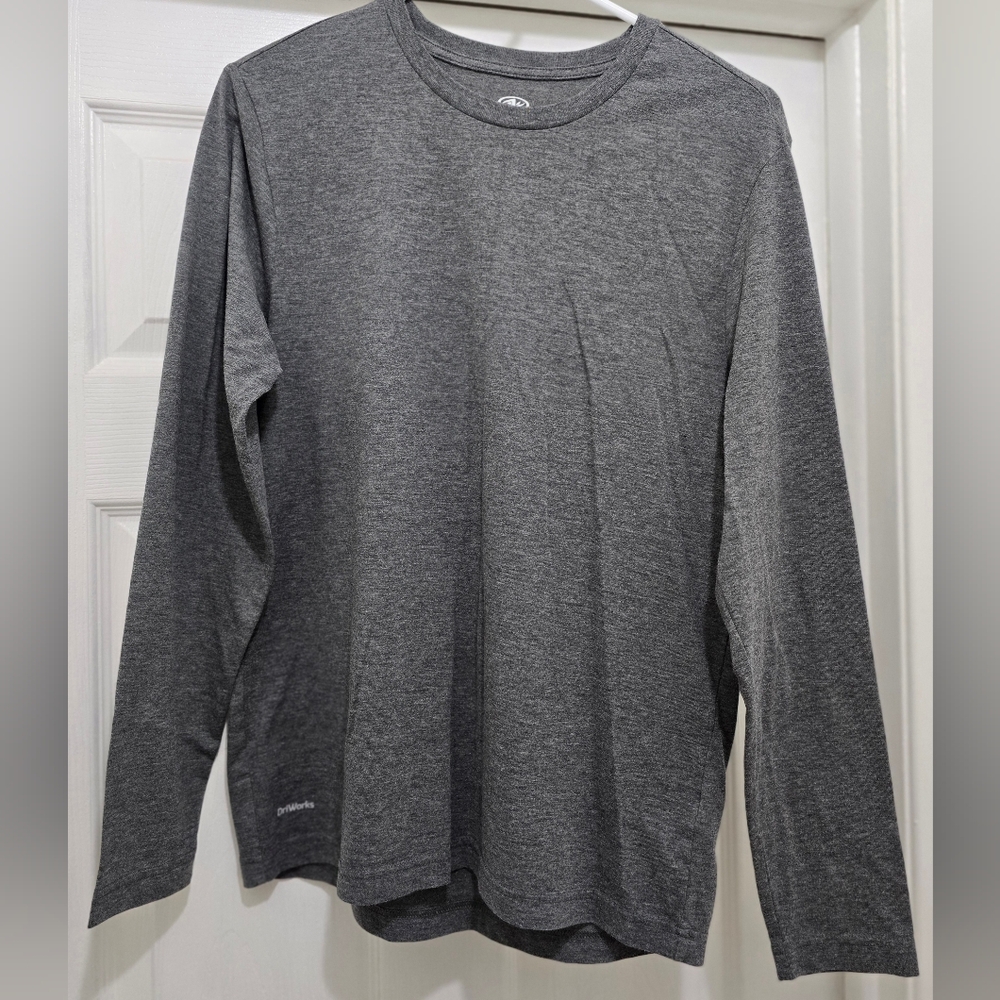 Athletic Works Men's Heather Gray Long-Sleeve Performance Tee